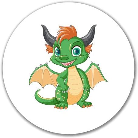 Huuraa Aufkleber Drache Fabelwesen Geschenk | Dekoaufkleber 10cm rund Sticker Geschenkidee Dekoausticker