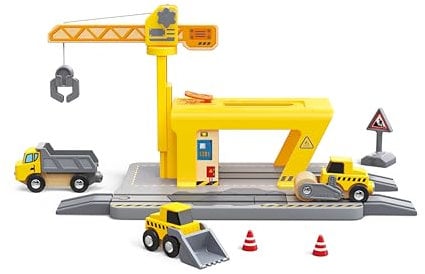 Grúa de construcción Hape para niños|Set Ampliable para Juego Creativo
