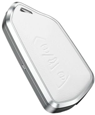 VBKSLVRL Coque de Protection for clé de Voiture, Compatible avec VW Golf 8 MK8 ID-4 ID-6, Skoda Octavia A8, Seat Leon FR MK4 Cupra, métal et Cuir Blanc, Accessoires(White)