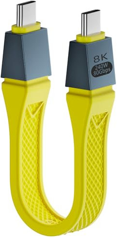 MISYNLON Kurzes Thunderbolt 5 Kabel, PD240W USB C zu USB C Schnellladekabel 80Gbps Datenübertragung bis zu 120Gbps Bandbreite Dual 8K 6K Video Sync Display, für Thunderbolt 5/4/3 USB4 Mac-mini-Gelb