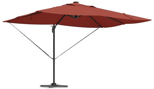 vidaXL Parasol déporté Roma avec LEDs Terracotta 352x251x265 cm Aluminium