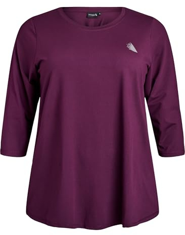 Zizzi Active by Große Größen Damen Trainingsshirt mit 3/4-Ärmeln Gr Gr L Potent Purple