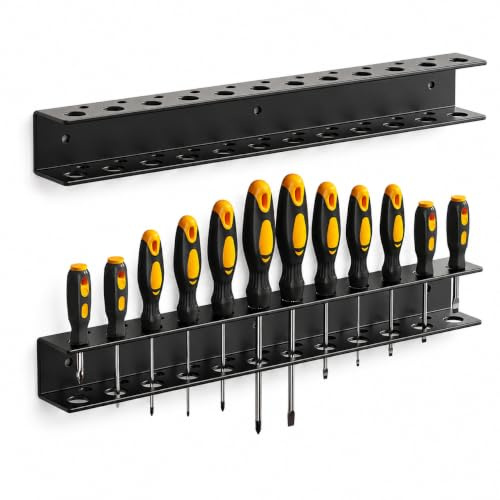 VOBOR Werkzeughalter Wand 23 Löcher | Schrauben und Expansionsrohr, Schwarzer, für Garagen, Werkstätten und Werkbänke