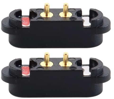 ACOLY 2 Stück magnetische Pogo-Pin-Anschlüsse, gefedert, 2-polig, 2,5 mm Rastermaß, DC-Stecker/Buchse, Ladesonde, Lötanschluss, Stromanschluss
