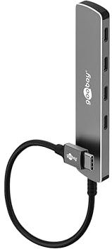 goobay USB C 3.2 - USB A 3.2 / USB-C-Stecker zu 4xUSB-C, kompakter Hub für Laptop, Tablet, Smartphone, SuperSpeed-Datenraten bis 5 Gbit/s, kompatibel mit Windows/Linux/macOS - 79160