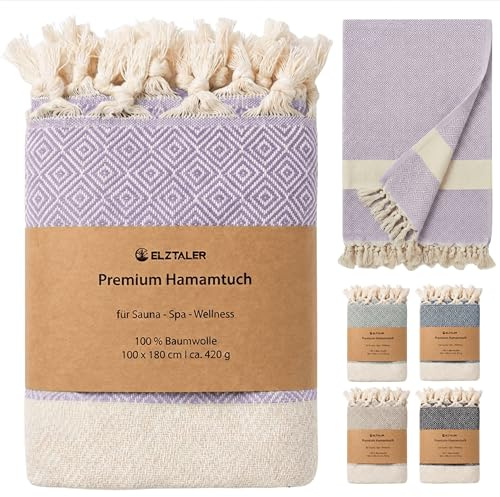 ELZTALER Hamamtuch 180x100 cm Saunahandtuch & Strandtuch – 100% Baumwolle | XXL Saunatuch · leicht, saugstark & schnelltrocknend · dünn & platzsparend · Reisehandtuch für Sauna, Strand und Urlaub