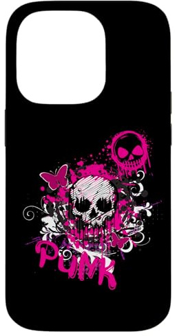 Hülle für iPhone 14 Pro Pink Skull Y2K 2000er Jahre Emo-Punk-Rock-Szene Kid Gothic Grafik