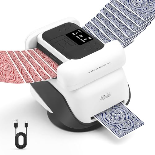 Haedswer Automatische Kartenmischer und Kartensender 2 in 1, Kartenmischmaschine Kartenmischgerät, 2–8 Spieler, Wiederaufladbar, Leise für Poker, Texas Hold'em, Blackjack, UNO