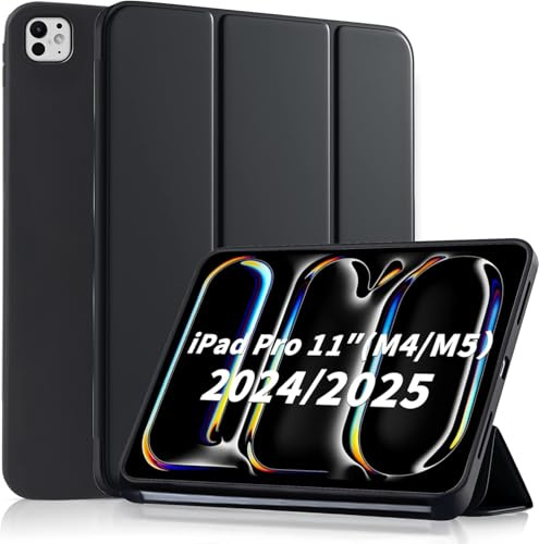 CLM-Tech Custodia per tablet compatibile con iPad Pro da 11 pollici, M5/M4 (2025/2024), custodia protettiva in pelle PU e gomma TPU, funzione di supporto, chiusura magnetica, funzione sleep/wake