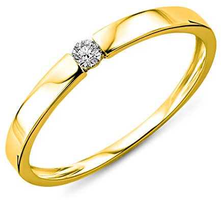 MIORE Damen Gelbgold Diamant Solitär Verlobungsring 14KT (585) mit Brillant 0.05 ct