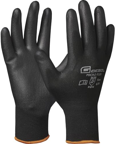 Arbeitshandschuh MICRO FLEX | Größe 9 (L) | schwarz | Feinstrick mit PU-Beschichtung | 1 Paar