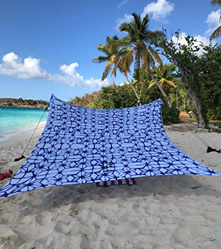 Neso Zelte Grande Beach Zelt, 2,1 m hoch, 2,8 m (9 ft) x 2,8 m (9 ft), Verstärkte Ecken und Kühlfach(Shibori)