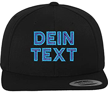 TS Snapback Cap, Basecap, Cape, Kappe, Baseballmütze, Mütze Customized, individualisiert, selbst gestaltet mit eigenem Text Namen besticken Lassen (Schwarz)