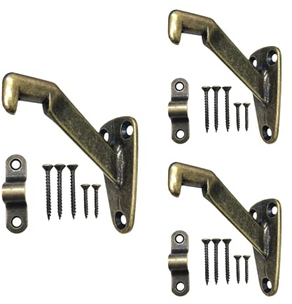 HowTool V Style Heavy Duty Handlauf-Halterung, 3 Stück messing antik-optik