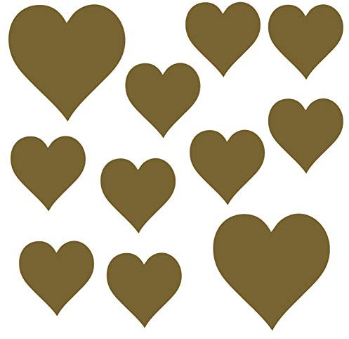 kleb-Drauf® | 11 Herzen | Gold - glänzend | Wandtattoo Wandaufkleber Wandsticker Aufkleber Sticker | Wohnzimmer Schlafzimmer Kinderzimmer Küche Bad | Deko Wände Glas Fenster Tür Fliese