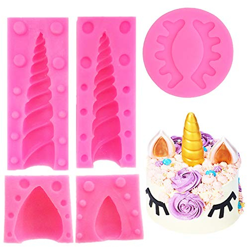 :Ototon Moule à Pâtisserie en Silicone en Forme de Licorne Mignon Outils de Cuisson Pour Fondant chocolat DIY 3 pcs