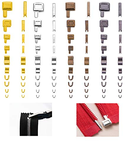 Kare & Kind Ensemble de réparation de Fermeture éclair - 4 Tailles et 4 Couleurs - 16 Ensembles de boîtes de Fermeture éclair et de goupilles d'insertion, 16 Paires d’arrêt Haut de Fermeture éclair,
