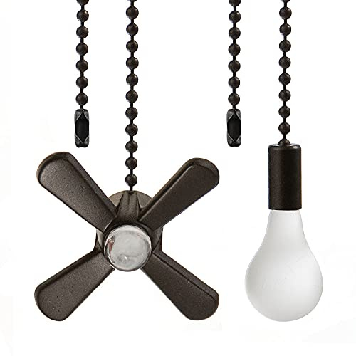 Akahttbn Ceiling Fan Pull Chain Extension Ornaments Chains with Decorative Light Bulb and Cord 13.6 Inches Bronze Fan Pull Chain Set for Ceiling Light Lamp Chain