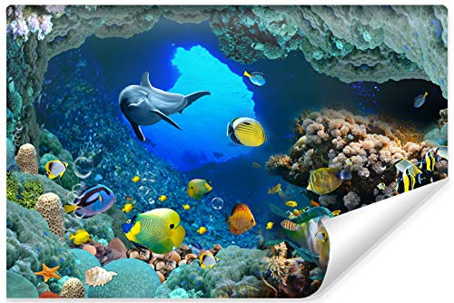 Muralo Selbstklebende Fototapete 208 x 146 Natur Ozean Meer Tapete Wasser Unterwasserwelt Korallenriff Tiere Wohnzimmer Schlafzimmer Wandbilder XXL Wand Br. 208 cm x Hö. 146 cm