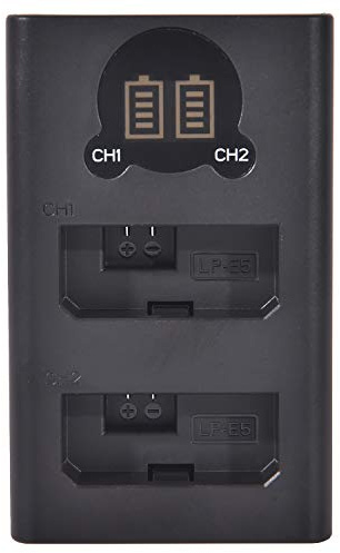 DSTE LC-E5 LC-E5E Dual USB Ladegerät mit LCD-Display Kompatibel für Canon LP-E5 Akku - Versorgung über USB-Kabel vom Typ C zum USB-A 2.0-Stecker
