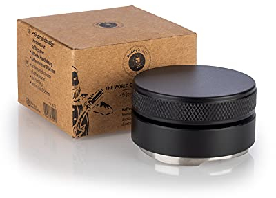 Buddy´s Bar - Barista Edition, Kaffeeverteiler/Leveler, Ø 58 mm Base, H: 3,5 cm, Nivellierwerkzeug für Espresso-Kaffeesatz aus rostfreie Edelstahl, Barista-Zubehör für 58 mm Siebträger, schwarz