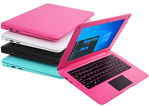 Bigmachine Windows 10 Ordinateur Portable Mini 10,1 Pouces 32 Go Clavier AZERTY Français Ultra Mince et léger Netbook Quad Core PC HDMI Webcam Netflix Youtube (Rose)