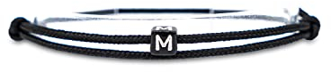 Made by Nami Surfer-Armband Personalisiert mit Buchstabe - Damen Herren Mädchen Pärchen-Armband individualisiert - Freundin Freundschaftsarmband Geschenk - Wasserfest & Verstellbar (Schwarz O)