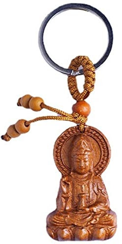 Tallado De Madera Budismo Chino Guan Kwan Yin Buda Estatua Estatua Cadena De Llave