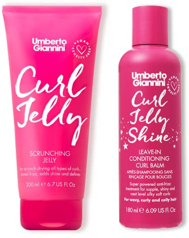 Umberto Giannini Curl Jelly Scrunching Jelly, Vegan & Cruelty Free Frizz Solution Gel für lockiges oder welliges Haar, 200 ml (Gel & Curl Shine Conditioner)
