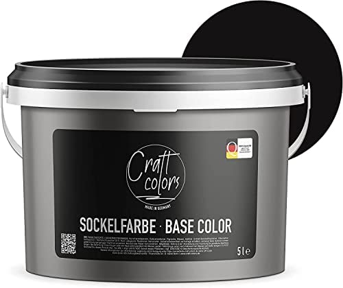 Peinture noire 5 L - Qualité pro pour béton, mur, façade, toit - Abrasion humide classe 1 - Résiste UV/intempéries - Fabriqué en Allemagne - Pour surfaces très sollicitées