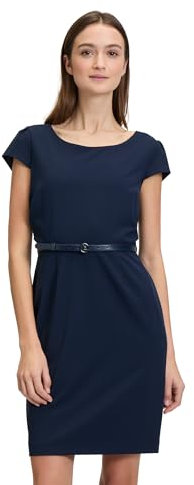 Betty & Co Damen Etuikleid mit Gürtel 36, Dunkelblau