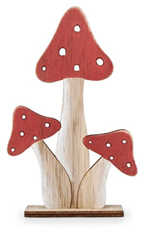 Fliegenpilz auf Holzsockel I 7 x 3 x 15.5 cm I Herbstdeko I Dekoobjekt Herbst
