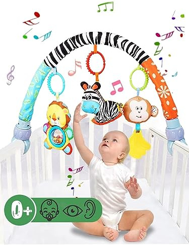 Pau1Hami1ton Baby Stroller Arch Toys, Car Seat Toys,Bouncer Toy Bar/Mobile for Bassinet,Adjustable Baby Hanging Toys Fit for Crib Bed,Stroller,Car Seat Gifts.S-19(Zebra)