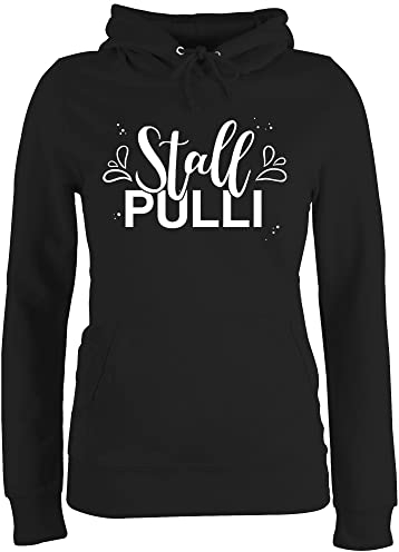 Pullover Damen Hoodie Frauen - Pferde - Stallpulli Lettering - L - Schwarz - reitoberteil pferdeliebhaber stall Hoody pferdepulloverdamen sprüche Pferd Pulli Kapuze reithoodies reiten Oberteile