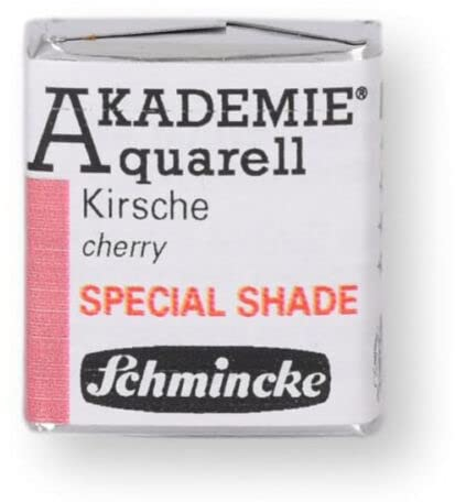 Schmincke – Akademie® Aquarell, 1/2 Näpfchen, 16 902 044 Kirsche, pastellige Sondertöne, hoch lichtechte Farbtöne, feine Künstler-Aquarellfarben