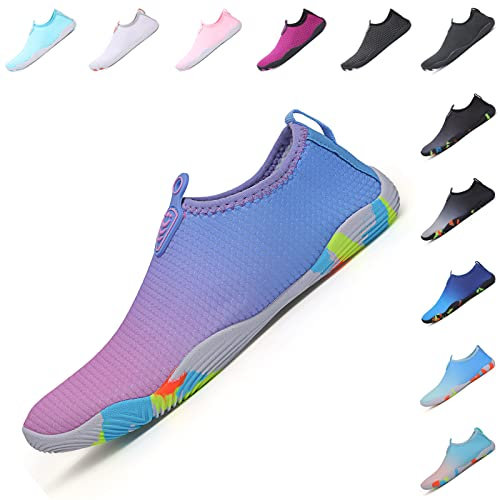 Baofular Scarpe da Scoglio Uomo Donna Scarpe Mare Traspiranti Scarpette da Scoglio Antiscivolo Scarpe da Acqua per Spiaggia Piscina Immersione Yoga Sport Acquatici Rosa Viola 39 EU