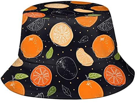 XVBCDFG Orange Fruits Bucket Hat Fischerhut Strand Reise Sonnenhut Outdoor Kappe für Unisex Herren Damen, Orangenfrüchte, One size
