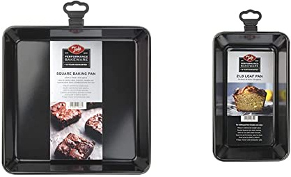 Tala Performance Square Cake Tin and 2 lb Loaf Pan, Professional Gauge Carbon Steel with Eclipse Non-Stick Coating, 23 cm x 23 cm / 9 Inch x 9 Inch, Black