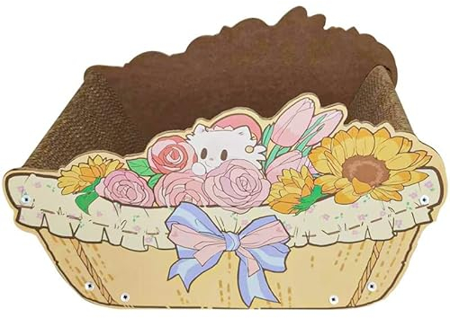 Rascador de Gato/Rascador Cesta de Flores Flor Gato rascador Nido Papel Corrugado Gato Juguete Gato Garra Tablero Garra de molienda Rascadoras para Gatos