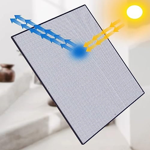 Zlovne Película Aislante para Ventanas,Vinilos para Ventanas,Película Reflectante para Ventanas,Aislante Termico Ahorra Energía y Dinero,para Casa, Oficina, Color Plateado (70x130cm/28 x51)