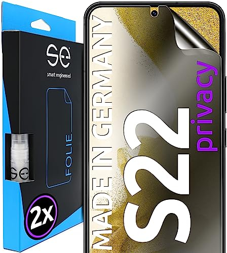 2x se® 3D SCHUTZFOLIE Privacy für Samsung Galaxy S22,Blickschutz, 100% Fingerabdruck & FaceID kompatibel, einfache blasenfreie Installation, Ultra-Klar, Stoß-Kratzfest, aus Deutschland