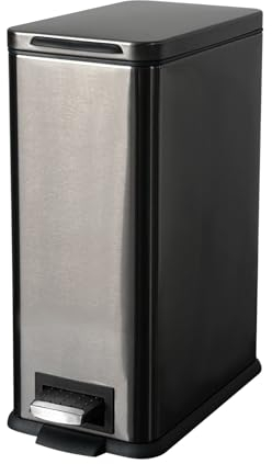 JM ·YIPENG Cubo de Basura 10L,Cubo de Basura Balck Pequeño con Tapa de Cierre Suave,Cubo de Basura Delgado con Pedal y Cubo Interior Extraíble para Casa,Baño,Cocina,Dormitorio y Oficina