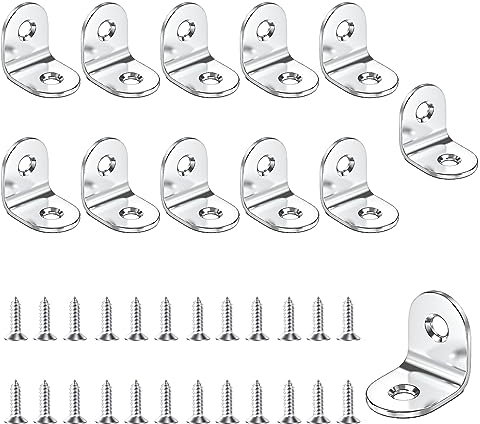 Stainless Steel 12 Pcs Right Angle Corner Brackets - L Shape, Wood Support