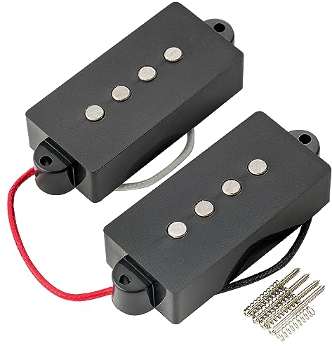 Artec POA4 Alnico 5 Vintage Tone Split Precision Bass Tonabnehmer Pickups Set 8,4K für 4-Saiter P-Bass E-Bass, Schwarz