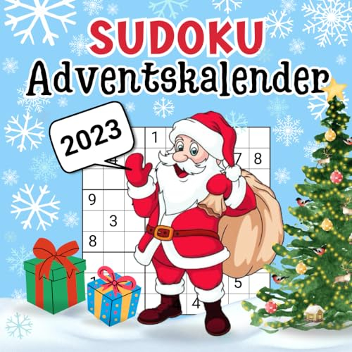 Sudoku Adventskalender 2023: Rätsel Weihnachtskalender für Oma und Opa mit täglich 3 schweren Sudokus in großer Schrift inkl. Lösungen