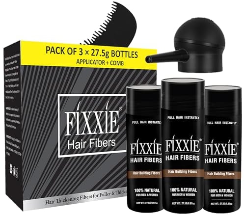 Light Brown Hair Fibres with Applicator + Comb, 27.5g X 3 Bottles, Natural Keratin Hair Thickening Fibers for Thinning Hair, Hair Thickener For Women & Men (3 Pack, Light Brown)