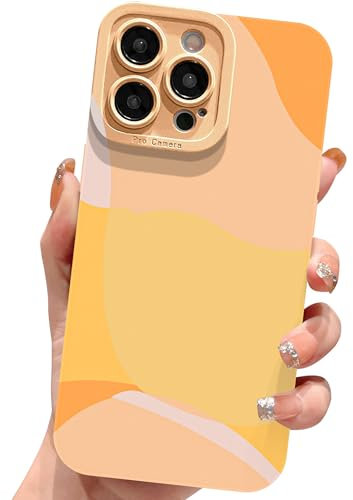ECZOIL Compatible with iPhone 13 Pro Max Case 6.7 Inch,cute painted art lens protective slim soft phone case for iPhone 13 Pro Max for women girll-Yellow