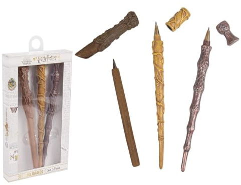 Harry Potter Lot de 3 stylos baguettes magiques Harry Ron Hermione avec boîte