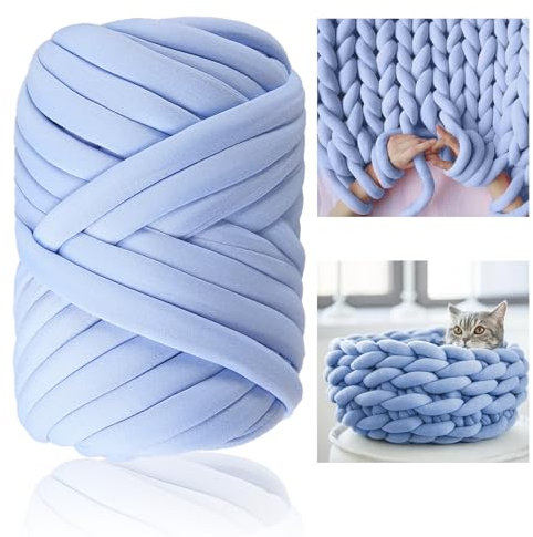 Nizirioo Fai da te e ingombranti gomitoli di lana: 500 g di filato per lavori a maglia a mano, per lavori a maglia grossa, coperta per ricamo a mano, coperta (blu)