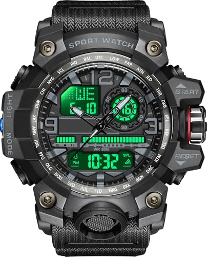 findtime Digitale Armbanduhr Herren Analog Digital Sport Militäruhr für Herren Jungen Outdoor wasserdichte Sportuhr mit Wecker LED Licht Datum Woche 12/24H Multifunktions Tactical Watch for Men